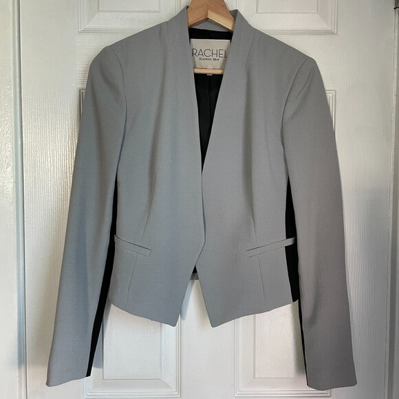 Rachel Rachel Roy Blazer Jacket Gray Black Crepe Lined Business - Picture 1 of 7